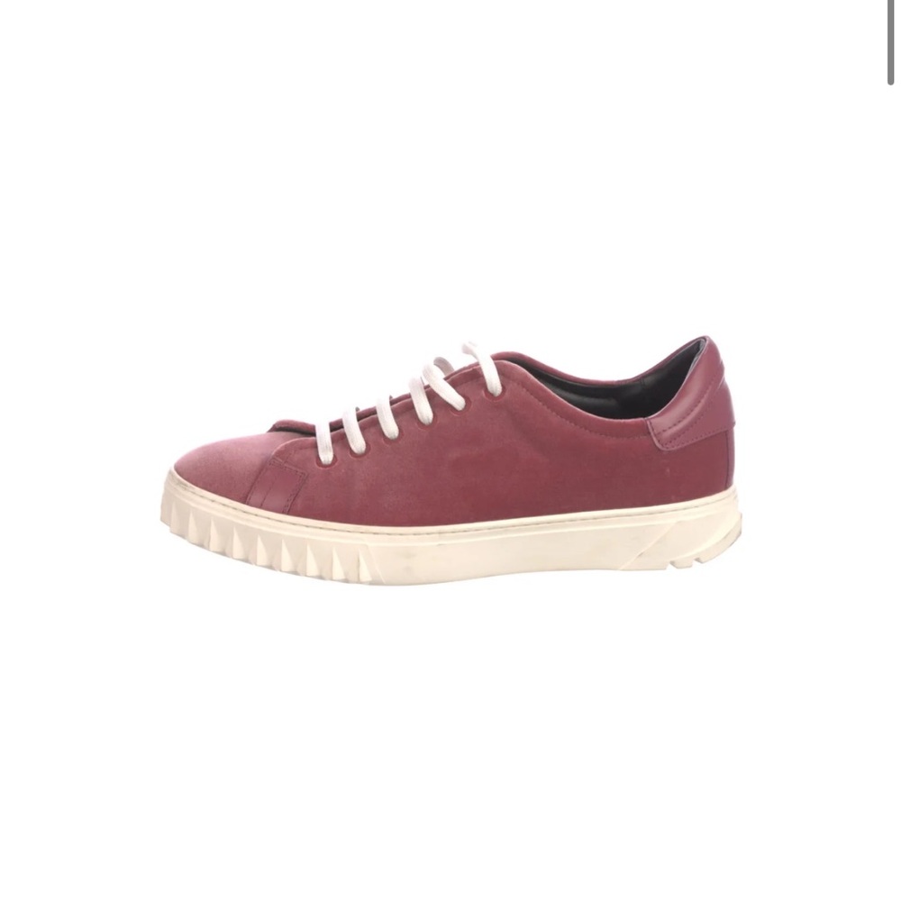 Salvatore Ferragamo Pink Velvet Sneakers with White Laces